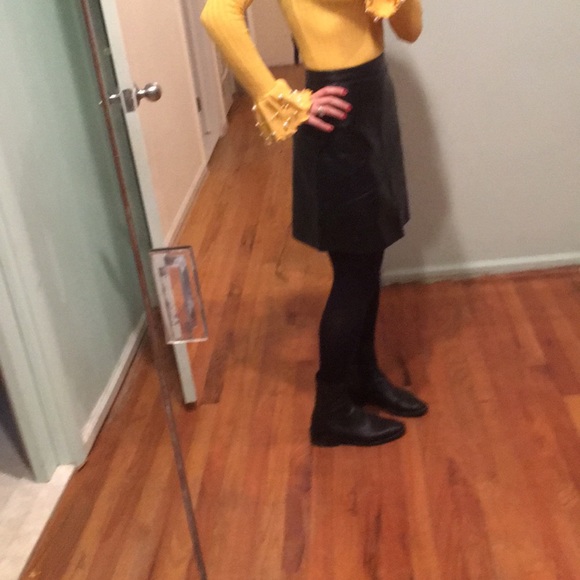 2 Left! Black Leatherette A Line Mini Skirt - Picture 7 of 8